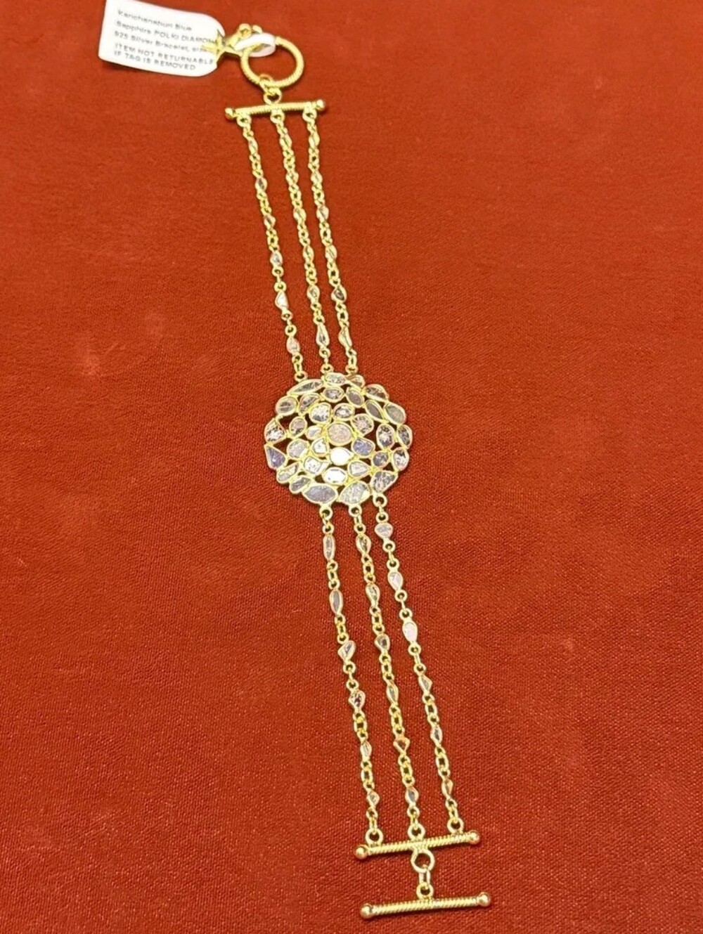 Giuseppe Perez Yellow Gold Over Sterling Silver Polki Diamond Bracelet